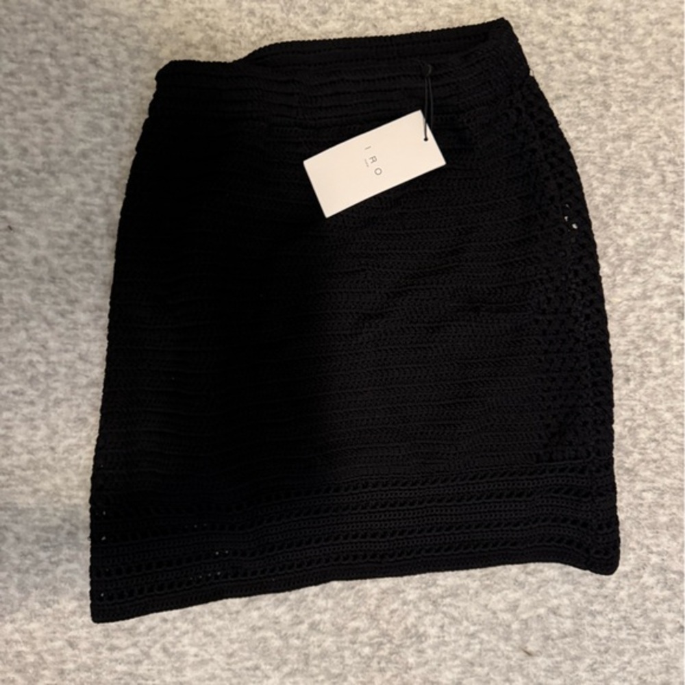 NWT Defect IRO Black Crochet Women Skirt Size S